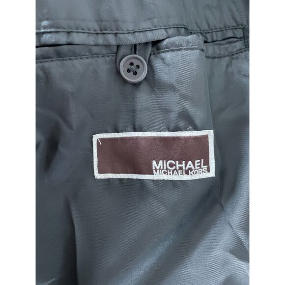 Michael Kors Men's Size 36R Black Wool Blend Button Front Overcoat - Picture 6 of 9